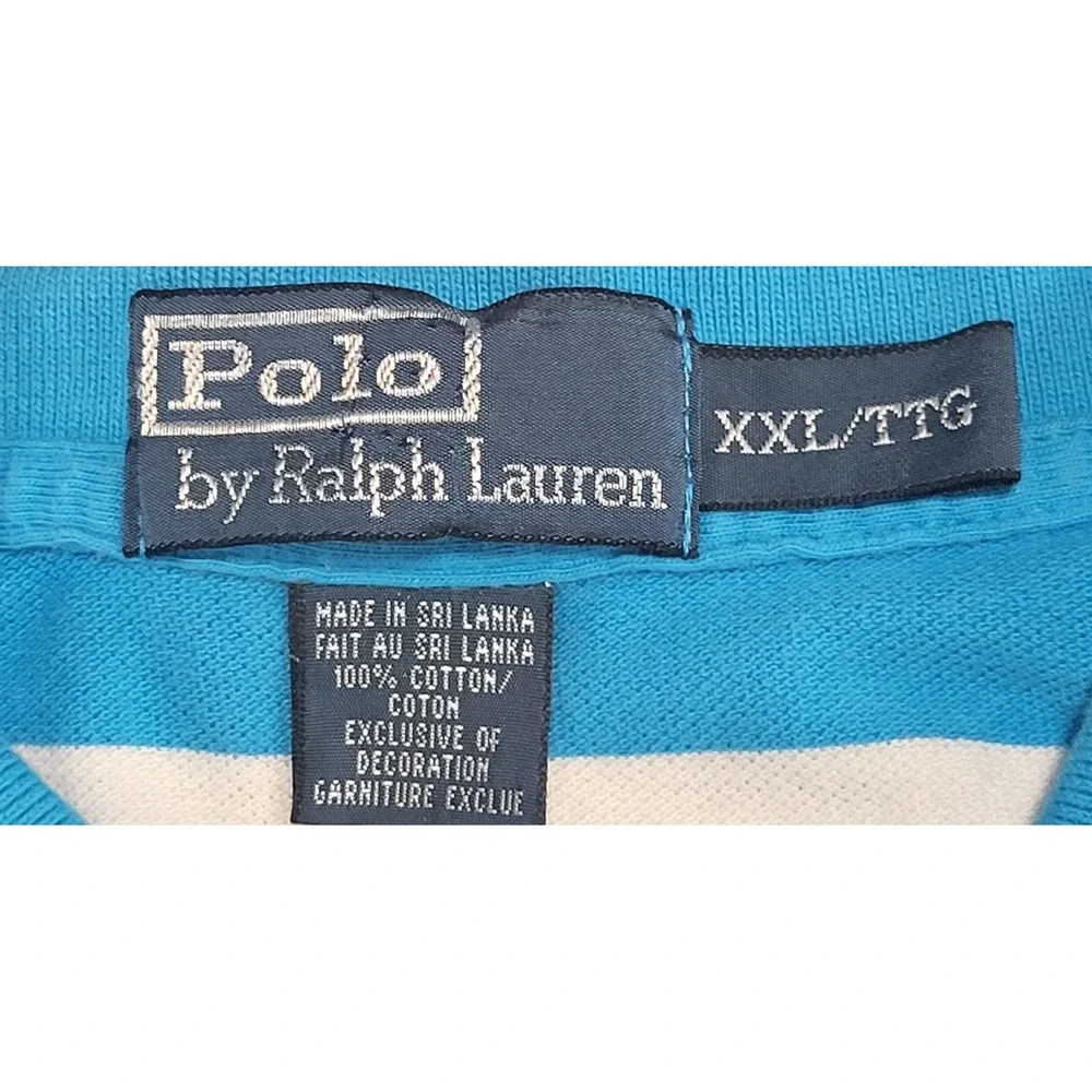 Polo Ralph Lauren Men's Short Sleeve Blue w/White Striped T-Shirt Size XX-Large